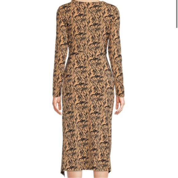 WAYF | Cutout Ruched Midaxi Brown Tiger Sheath Dress - Picture 7 of 7